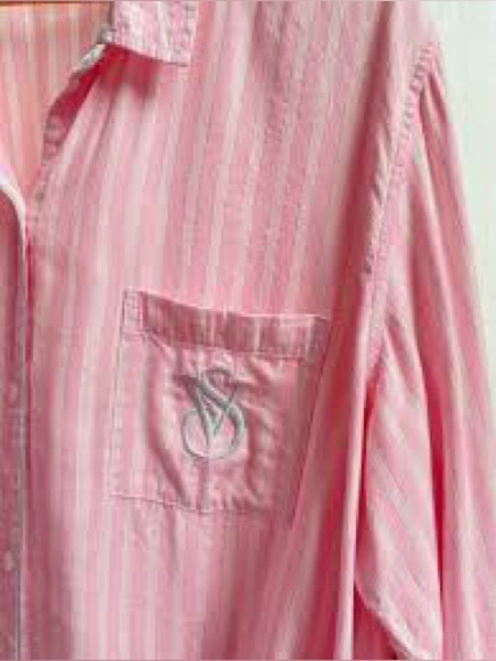 Victoria's Secret | 2PC Pink Striped Pajama Set- Button Front Long sleeve + Pant